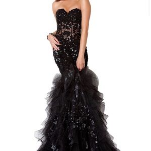 Black straps sequin tuile dress corset dresss